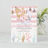 Meerjungfrau Es ist eine Mädchen-Babydusche Einladung (Stehend Vorderseite)