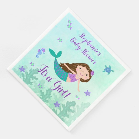 Meerjungfrau Es ist eine Mädchendusche Serviette (Ecke)