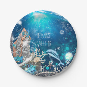 Meerjungfrau Fantasy Blond Zauberhafte Strandparty Pappteller