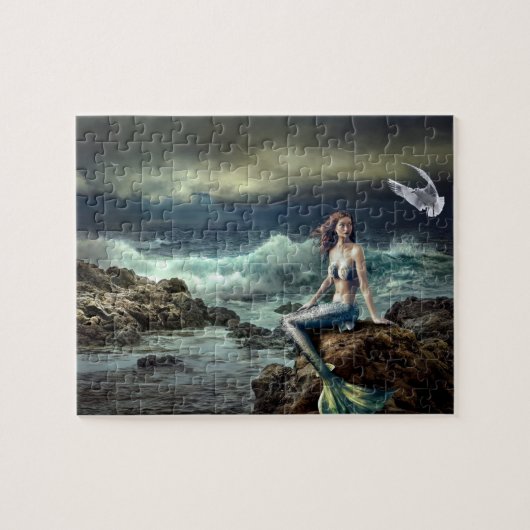 Meerjungfrau Fantasy Ocean Seascape Waves Strand Puzzle (Horizontal)