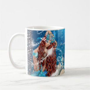Meerjungfrau Fantasy Roter Kopf Verzauberter Stran Kaffeetasse