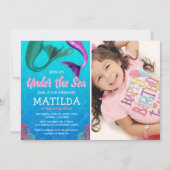 Meerjungfrau-Foto unter dem Meeresbecken Geburtsta Einladung (Vorderseite)