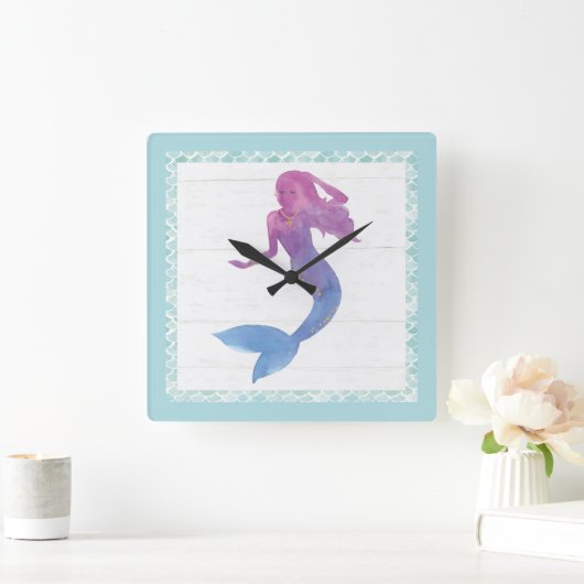 Meerjungfrau-Freunde III Quadratische Wanduhr (Zuhause)