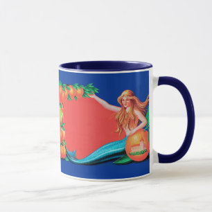 Meerjungfrau-Fruchtkisten-Etiketten-Kunst-Kaffeeta Tasse