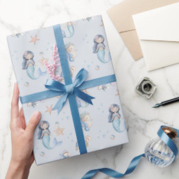Meerjungfrau Geburtstag Blau unter dem Meer Geschenkpapier