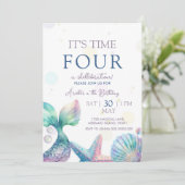 Meerjungfrau-Geburtstag Einladung (Stehend Vorderseite)