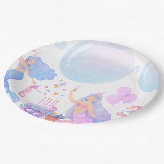 Meerjungfrau Geburtstag Pappteller (Schrägansicht)