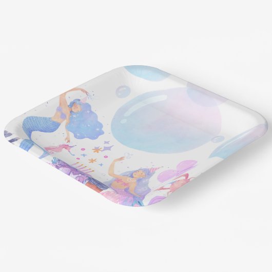 Meerjungfrau Geburtstag Pappteller (Gewinkelt)