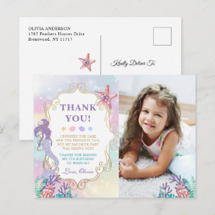 Meerjungfrau Geburtstag unter dem Meer Foto Danke Postkarte