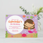 Meerjungfrau-Geburtstags-Einladung Einladung (Stehend Vorderseite)