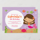 Meerjungfrau-Geburtstags-Einladung Einladung (Vorne/Hinten)