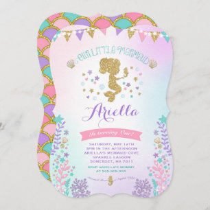 Meerjungfrau-Geburtstags-Einladung unter dem Einladung