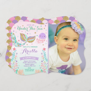 Meerjungfrau-Geburtstags-Einladung unter dem Einladung