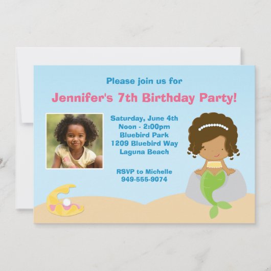 Meerjungfrau-Geburtstags-Party Einladung (Vorderseite)