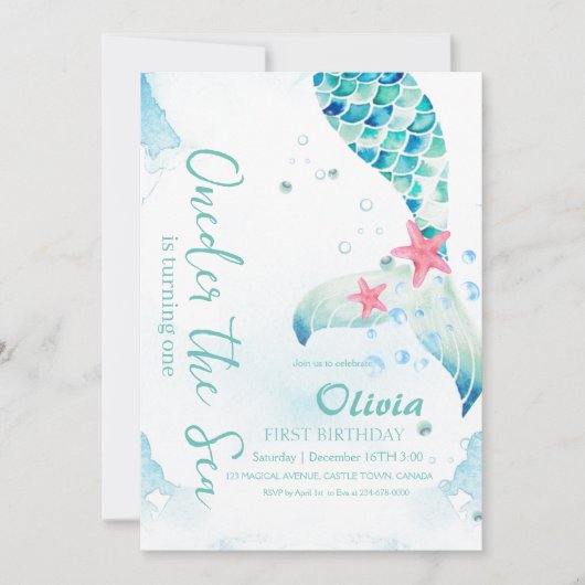 Meerjungfrau-Geburtstagspartei Einladung (Vorderseite)