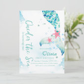 Meerjungfrau-Geburtstagspartei Einladung (Stehend Vorderseite)