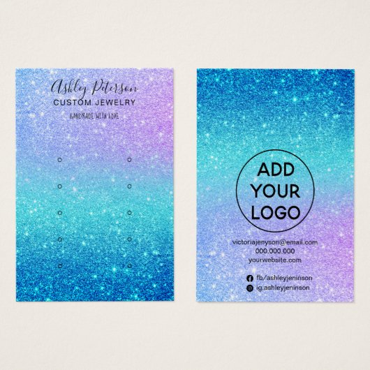 Meerjungfrau Glitzer blauer Ohrring (Vorne & Hinten)