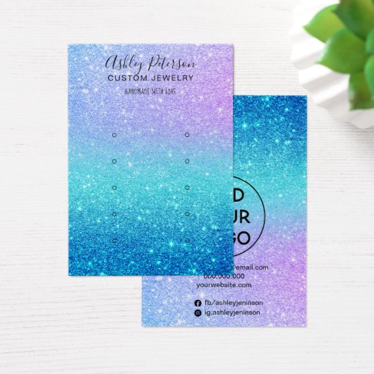 Meerjungfrau Glitzer blauer Ohrring (Schreibtisch)