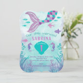 Meerjungfrau, Glitzer, Schwanz, Mädchen Einladung (Stehend Vorderseite)