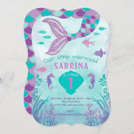 Meerjungfrau, Glitzer, Schwanz, Mädchen Einladung