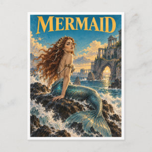 Meerjungfrau, Gothic Fantasy Monster Postkarte