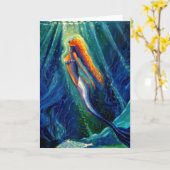 Meerjungfrau - Grußkarte Karte (Gelbe Blume)