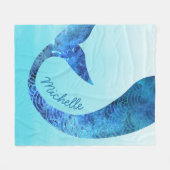 Meerjungfrau-halbes Spaß-Name-Blau Fleecedecke (Vorderseite (Horizontal))