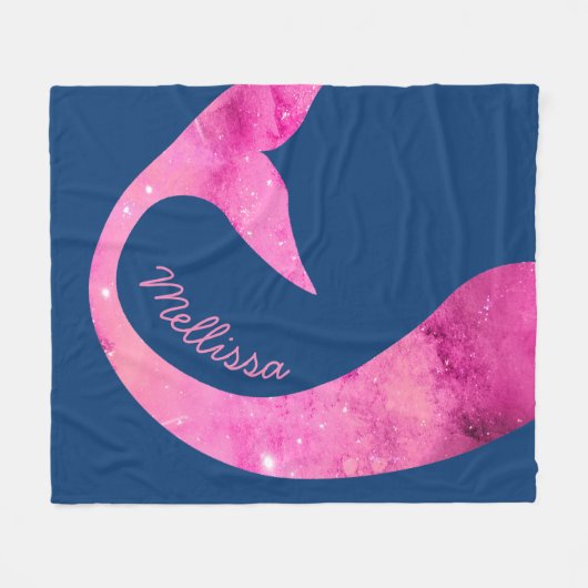 Meerjungfrau-halbes Spaß-Name-Rosa Fleecedecke (Vorderseite (Horizontal))