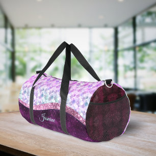 Meerjungfrau Haut rosa silberner falscher Glitter Duffle Bag