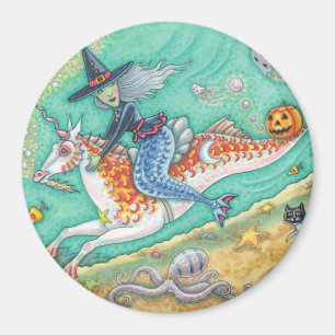 MEERJUNGFRau HEXE, FANTASY MERHPFERD HALLOWEEN MAG Magnet
