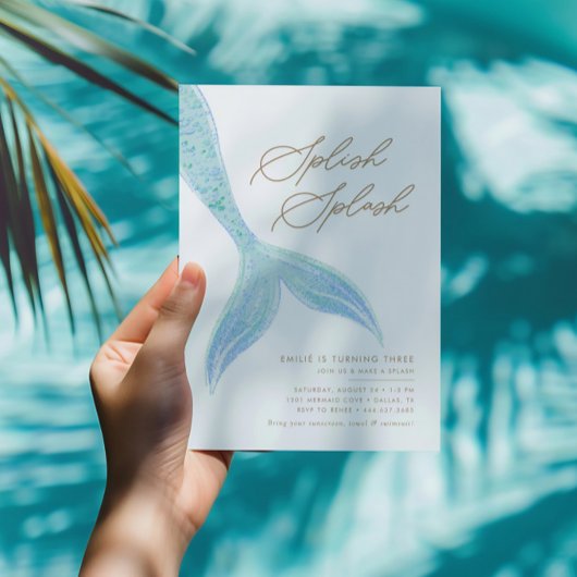 Meerjungfrau Hübsch Blue Birthday Einladung