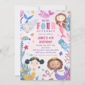 Meerjungfrau im 4. Geburtstag Party Einladung (Vorderseite)
