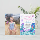 Meerjungfrau im Foto Birthday Einladung (Stehend Vorderseite)