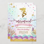 Meerjungfrau im Meer Einladung Lila (Vorne/Hinten)
