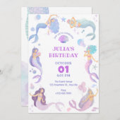 Meerjungfrau im Rahmen der Einladung zur Geburtsta (Vorne/Hinten)