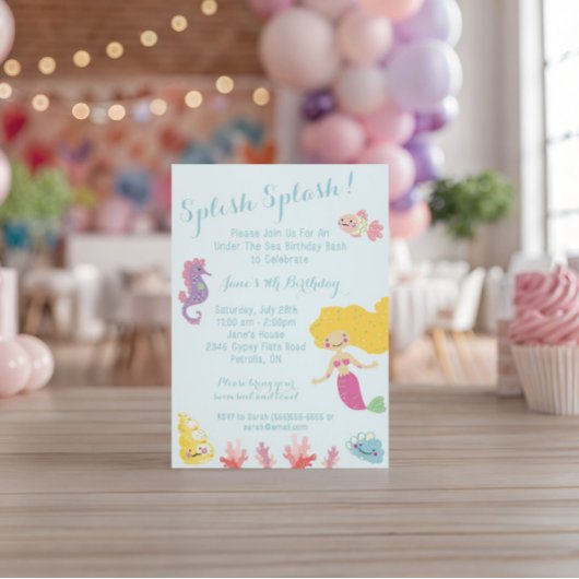 Meerjungfrau im Rahmen der Geburtstagspartei Einladung