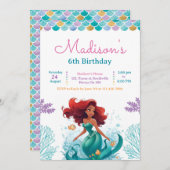 Meerjungfrau im Rahmen der Geburtstagspartei Einladung (Vorne/Hinten)