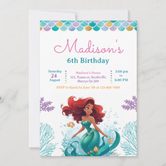 Meerjungfrau im Rahmen der Geburtstagspartei Einladung