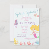 Meerjungfrau im Rahmen der Geburtstagspartei Einladung (Vorderseite)