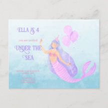 Meerjungfrau im Rahmen der Sea Birthday Blue-Einla