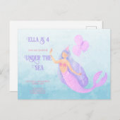 Meerjungfrau im Rahmen der Sea Birthday Blue-Einla Postkarte (Vorne/Hinten)