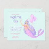 Meerjungfrau im Rahmen der Sea Birthday Blue-Einla Postkarte (Vorne/Hinten)