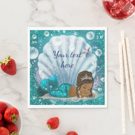 Meerjungfrau im Rahmen des Meerespapiers Napkins Serviette (Beispiel)