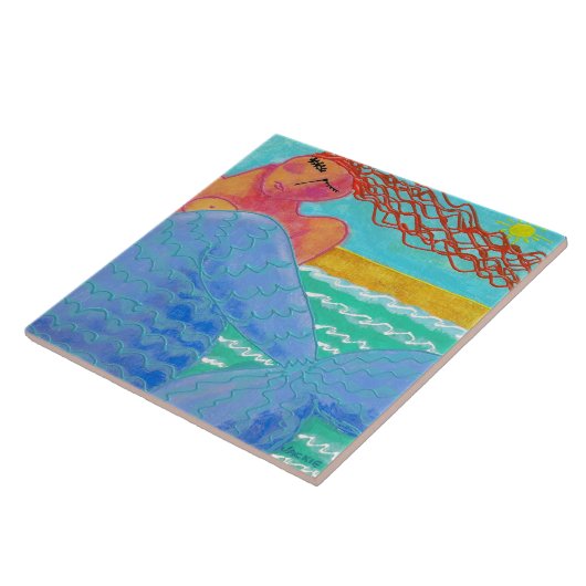 Meerjungfrau im Sonnenlicht Abstrakte Malerei Fliese (Seite)
