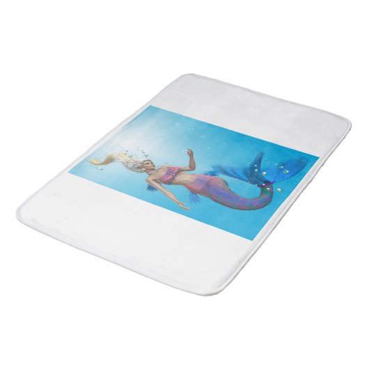 Meerjungfrau in Aqua Badematte (Schrägansicht)