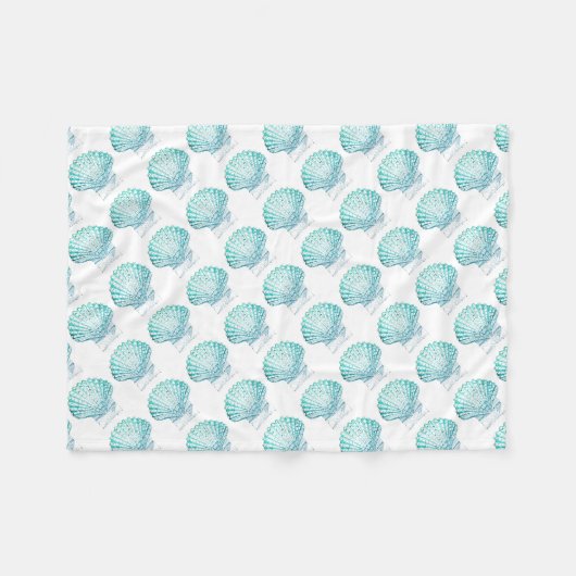 Meerjungfrau in aquamariner Aquarellfarbe Fleecedecke (Vorderseite (Horizontal))