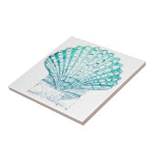 Meerjungfrau in aquamariner Aquarellfarbe Fliese (Seite)