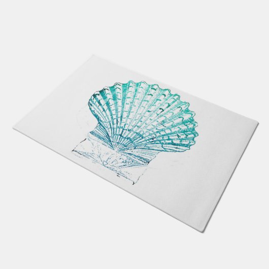 Meerjungfrau in aquamariner Aquarellfarbe Fußmatte (Schrägansicht)