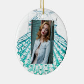 Meerjungfrau in aquamariner Aquarellfarbe Keramik Ornament (Rechts)