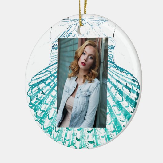 Meerjungfrau in aquamariner Aquarellfarbe Keramik Ornament (Links)